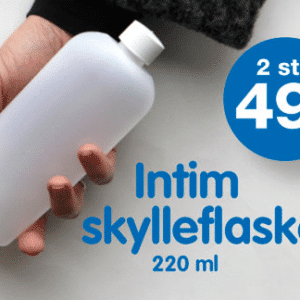 iNurse intim skylleflaske 220 ml vist i en hånd – 2 stk. til 49 kr.