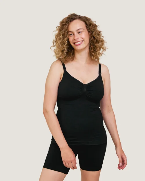 Sort Carriwell sømløs ammetop med shapewear set forfra på model